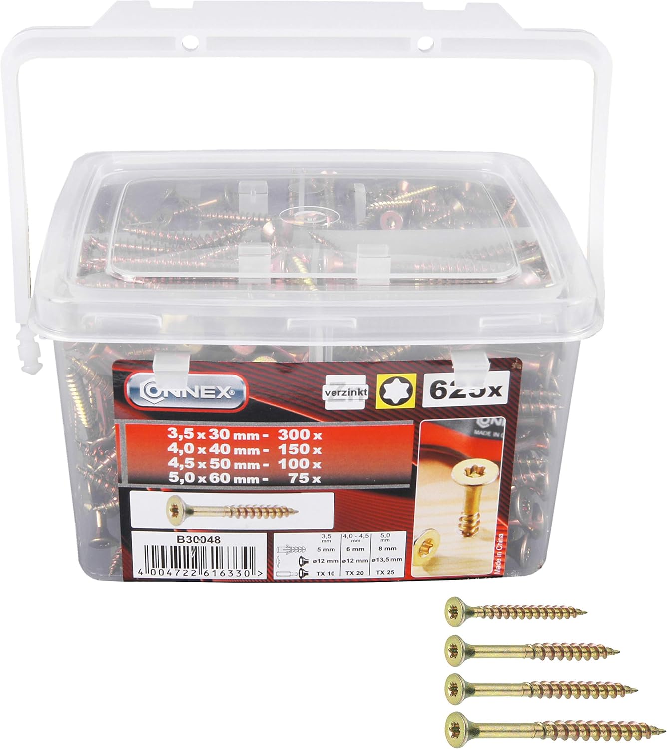 700 tlg Spanplattenschrauben Sortiment Senkkopf gelb TX 4×40 bis 5×100