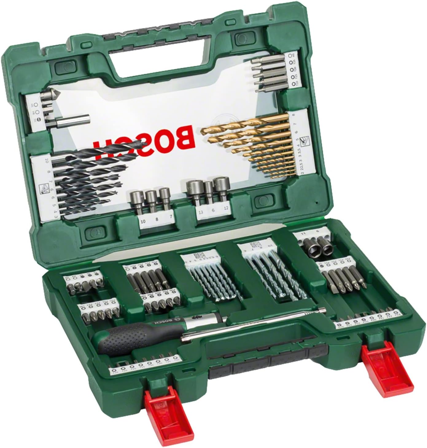 Bosch DIY 91tlg. Bohrer- und Bit-Set V-Line Titanium zum Bohren und Schrauben in Holz, Stein und Metall