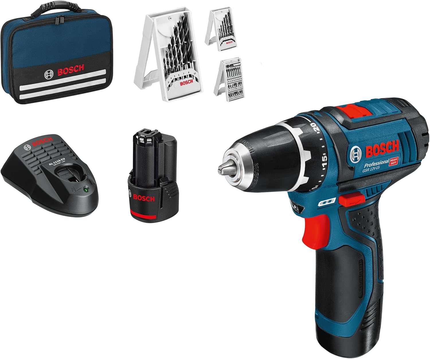 Bosch Professional Akku-Bohrschrauber GSR 10,8-2-LI mit 39-tlg. Zubehör-Set, 2x Akku 2,0 Ah, Ladegerät in Tasche, 10,8V