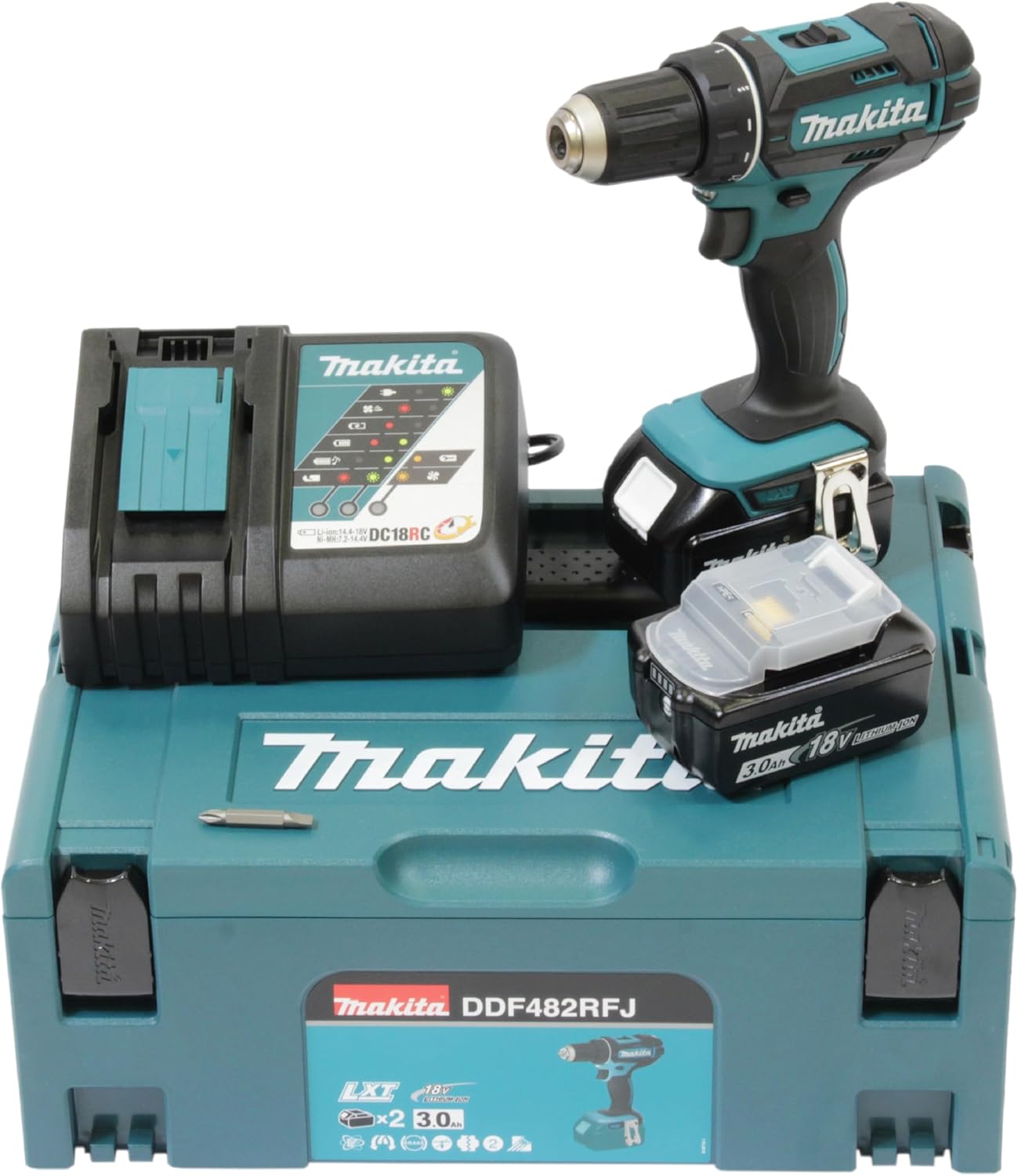 Makita DDF459RMJ Akku-Bohrschrauber 18 V/4,0 Ah, 2 Akkus und Ladegerät im Makpac