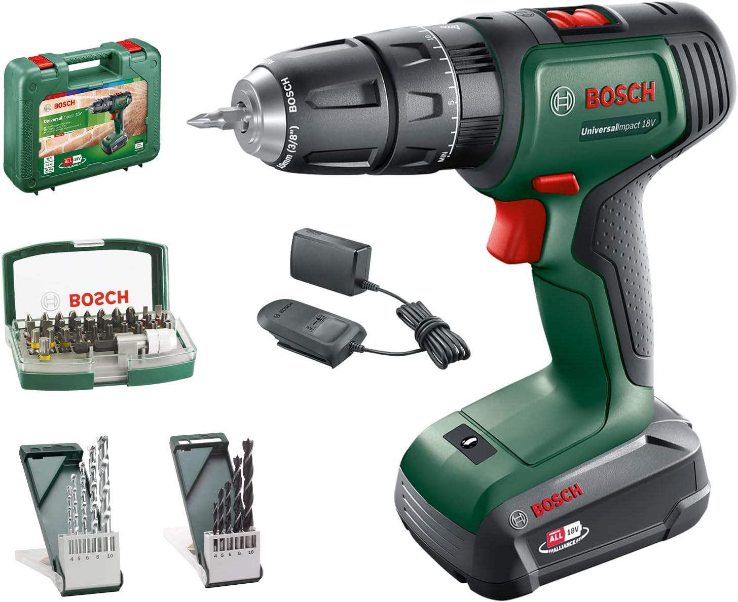 Bosch DIY Akku-Schlagbohrschrauber PSB 10,8 LI-2, Akku, Ladegerät, Doppelschrauberbit, Koffer (10,8 V, 2,0 Ah, Bohr-Ø in Holz 20 mm)
