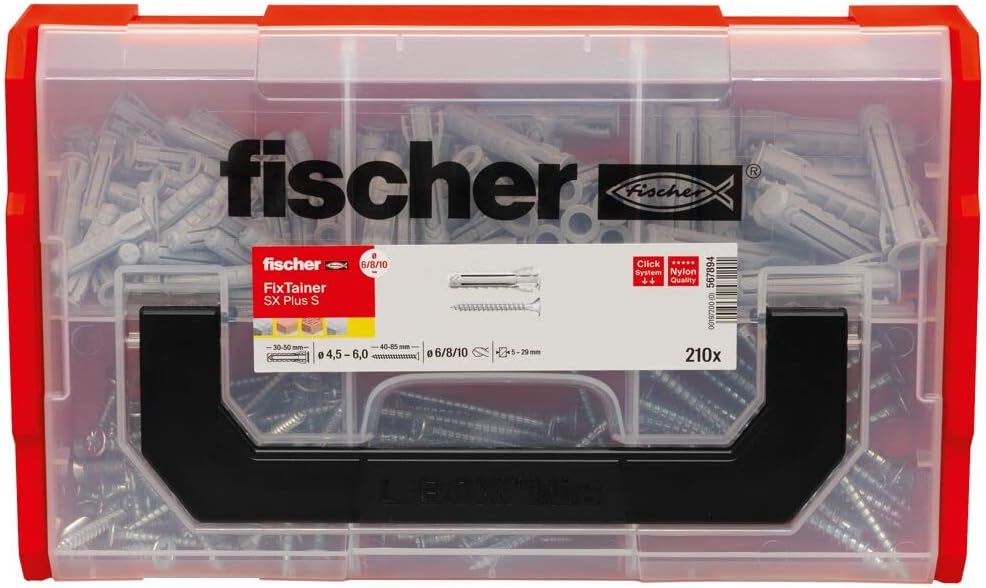 Fischer FIXtainer – SX-Dübel und Schrauben-Box, 210 teilig, 532891